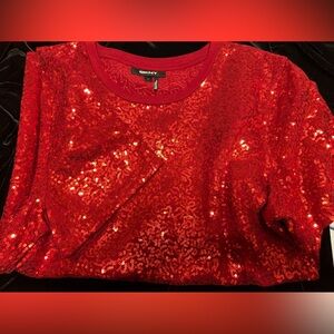 DKNY red sequin top